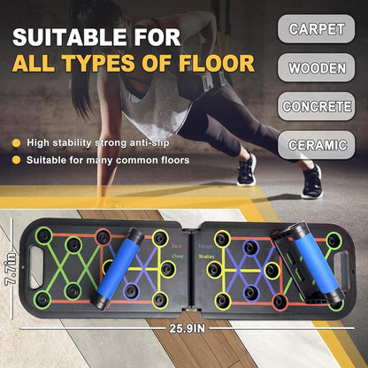 Solid Push up Board 24 in 1 Home Workout Equipment Multi-Functional Pushup Stands System Fitness Floor Chest Muscle Exercise Professional Equipment Burn Fat Strength Training Arm Men & Women Weights