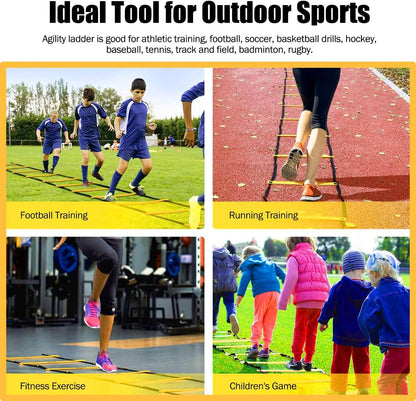 Agility Ladder Speed Agility Training Equipment,1 Agility Ladder 20Ft,4 Hurdles,Training Soccer Cones,Jump Rope,Running Parachute, Agility Training Equipment for Kids Youth Adul