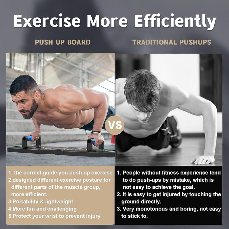 Solid Push up Board 24 in 1 Home Workout Equipment Multi-Functional Pushup Stands System Fitness Floor Chest Muscle Exercise Professional Equipment Burn Fat Strength Training Arm Men & Women Weights