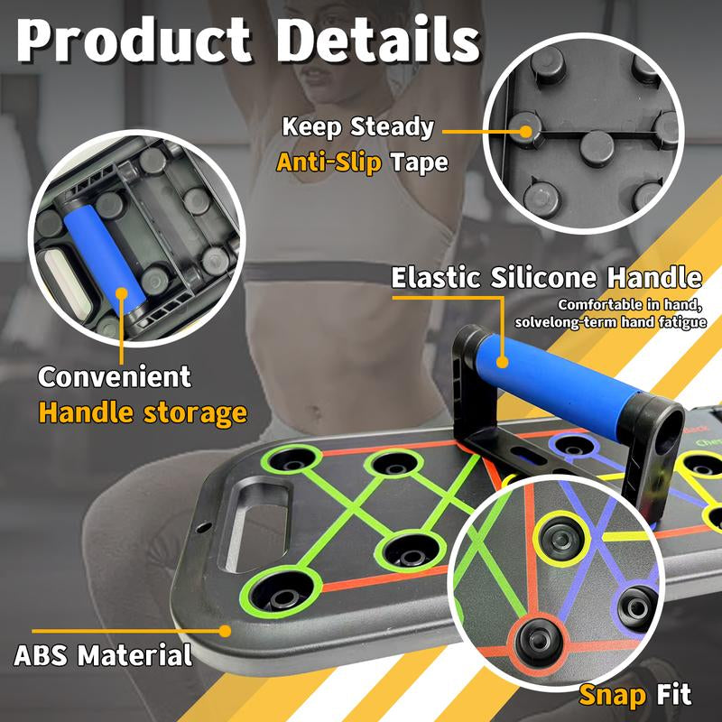 Solid Push up Board 24 in 1 Home Workout Equipment Multi-Functional Pushup Stands System Fitness Floor Chest Muscle Exercise Professional Equipment Burn Fat Strength Training Arm Men & Women Weights